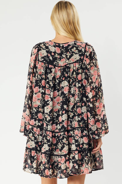 ID4269 - FLORAL PRINT BABYDOLL SILHOUETTE DRESS