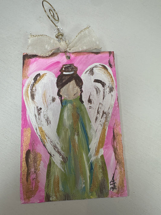 HANDPAINTED ANGEL CANVAS ORNAMENT