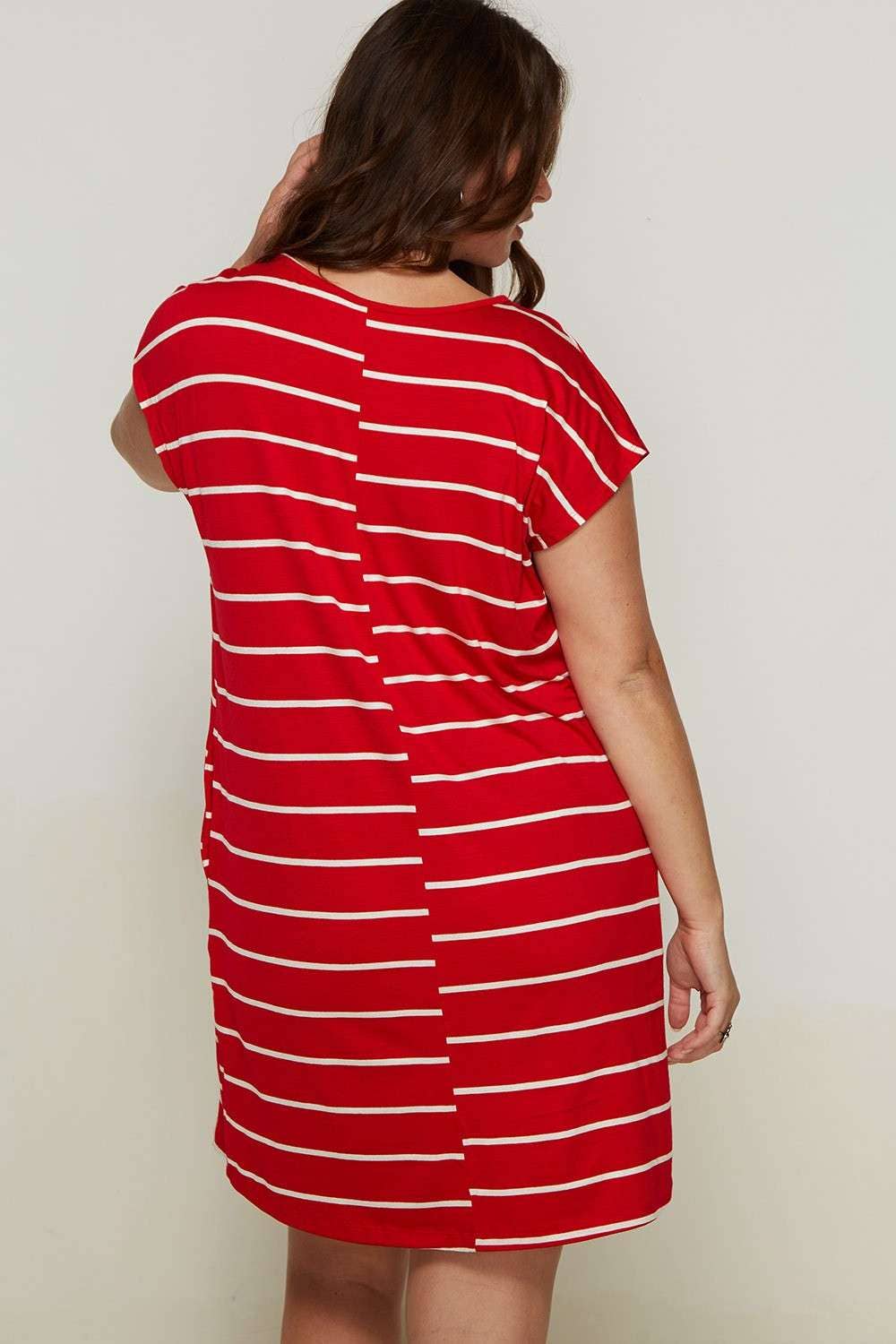 PLUS STRIPE V-NECK TEE DRESS
