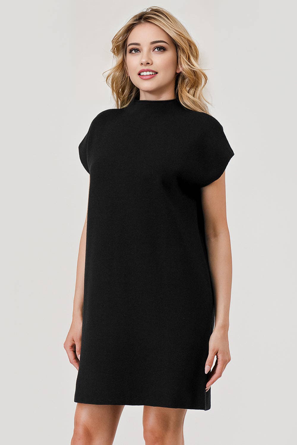 Mbd 3076 Mock Neck Sweater Shift Dress Cranberry