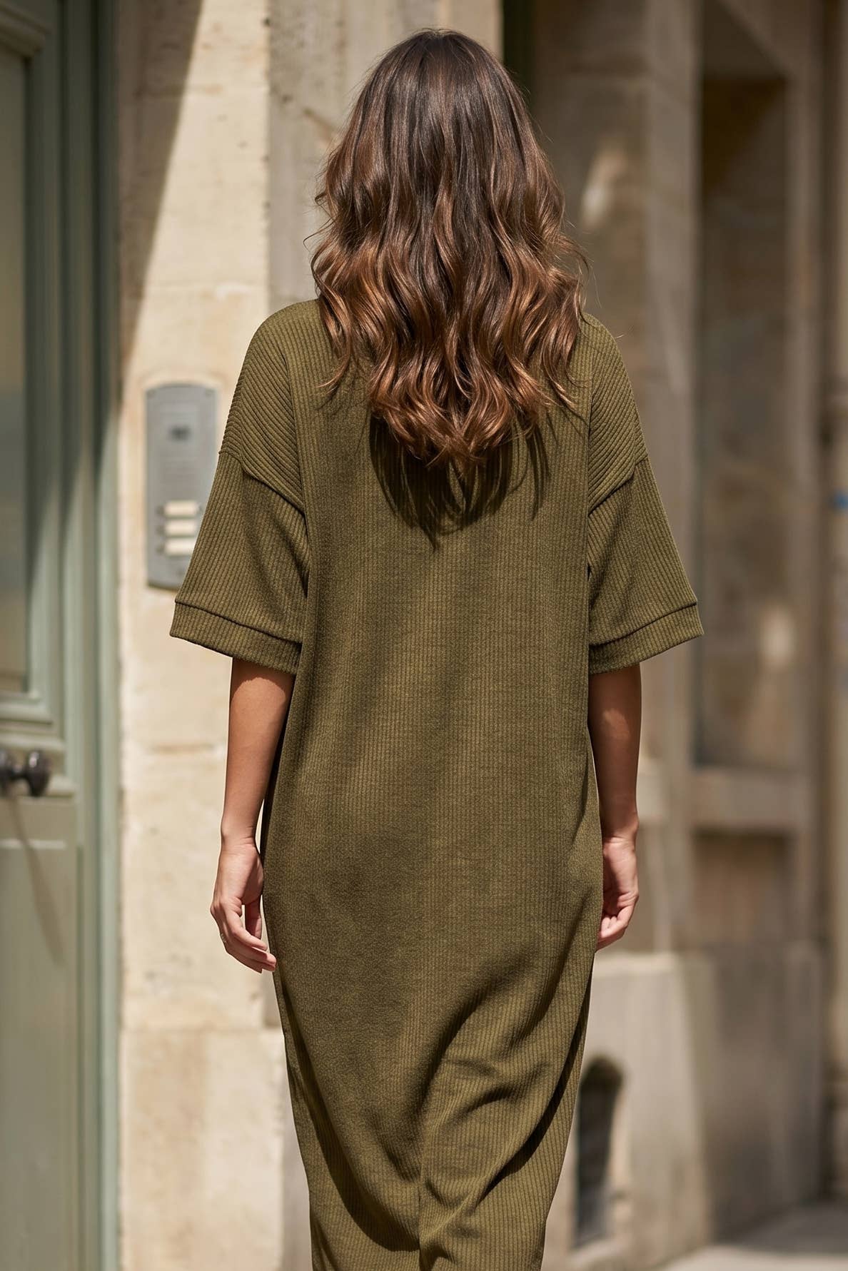 Relaxed Fit Ribbed Maxi Dress