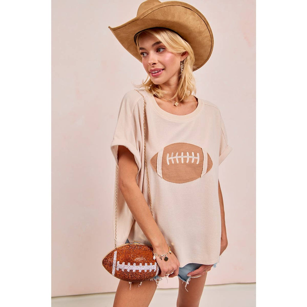 GAMEDAY FOOTBALL PATCHWORK WAFFLE SHORT TOP