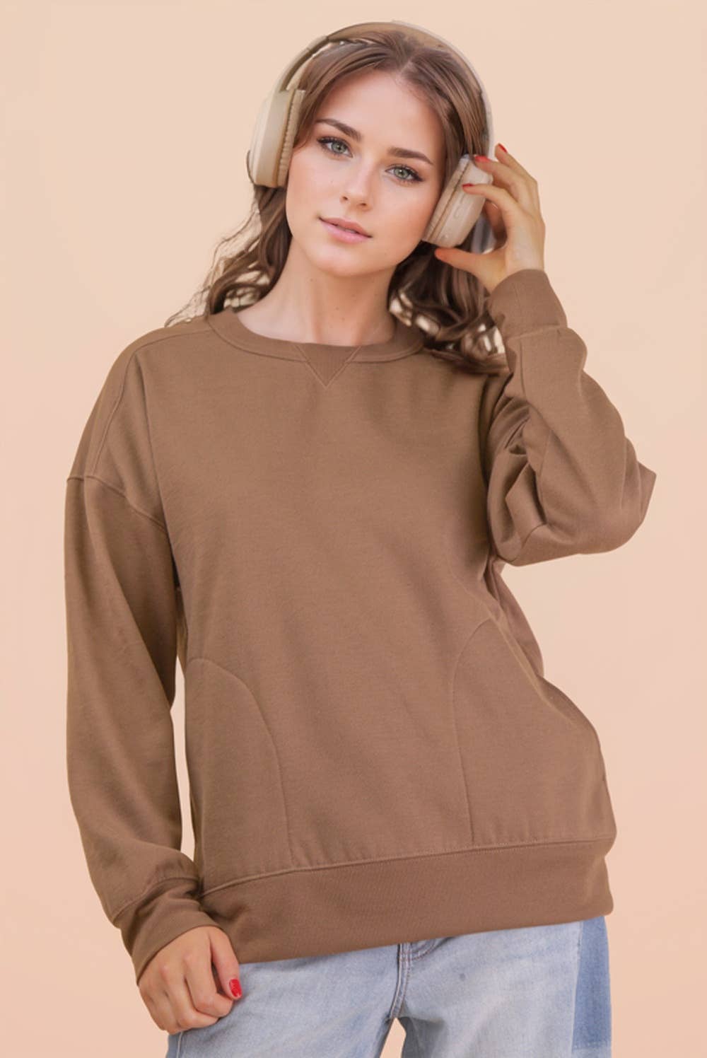 NT12385-Oversized Casual Comfy Solid Knit Top