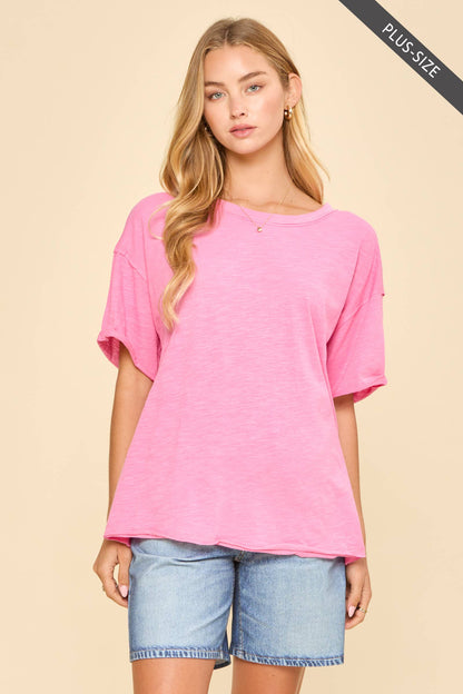 PLUS SIZE Short Sleeve Cotton Top
