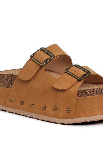 Impala Studded Faux Leather Slip Ons: Tan / US-9 / UK-7 / EU-40