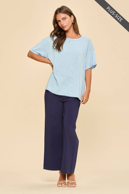 PLUS SIZE Short Sleeve Cotton Top