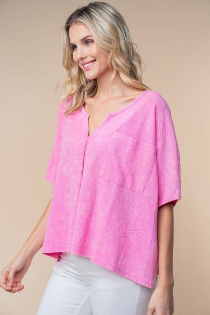 T25199 Half Sleeve Solid Knit Top