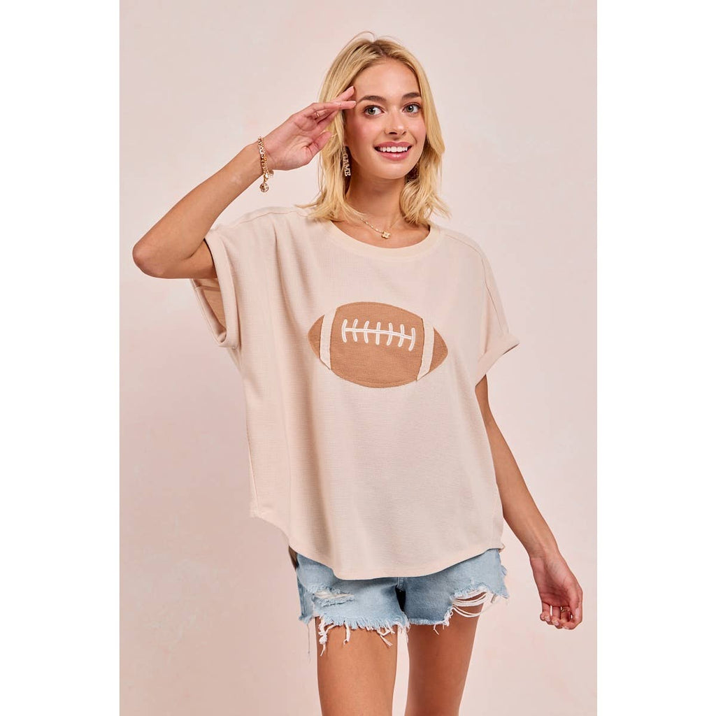GAMEDAY FOOTBALL PATCHWORK WAFFLE SHORT TOP