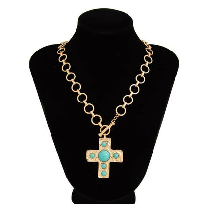 NOTABLE HAMMERED CROSS FRONT TOGGLE NECKLACE | 40NK9600