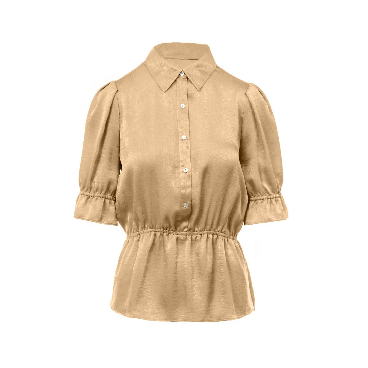 Elbow Sleeve Blouse With Half Placket