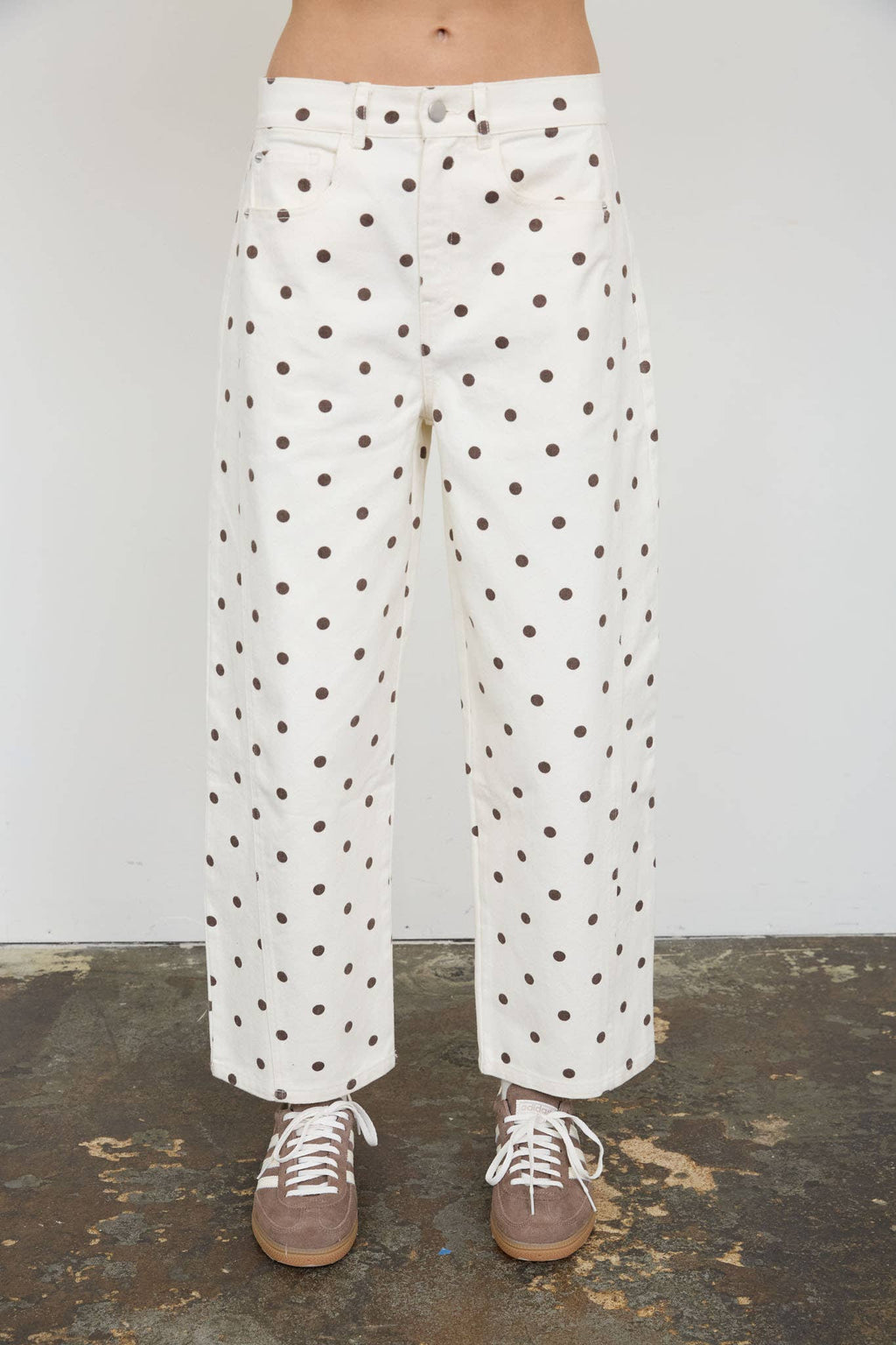 POLKA DOT HIGH WAIST WIDE LEG JEANS