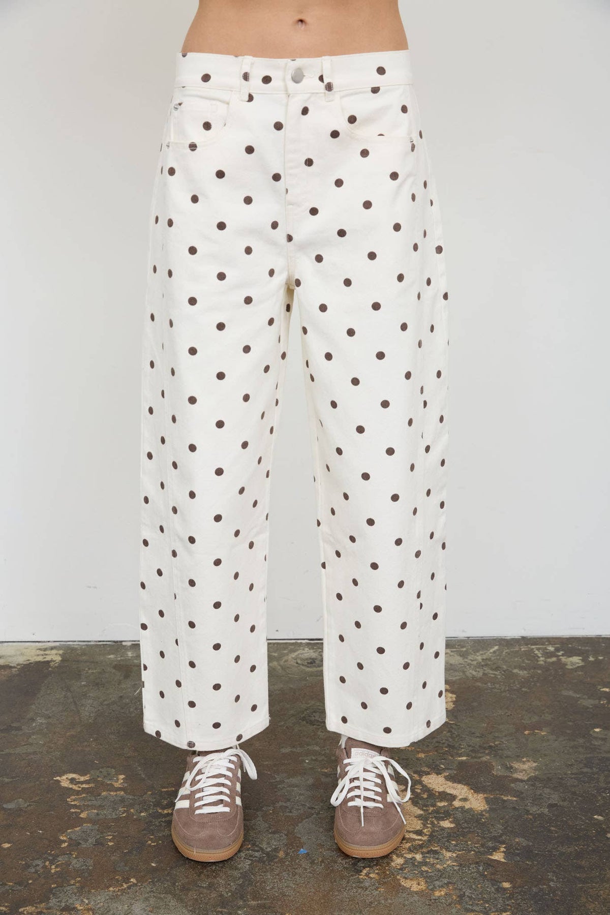 POLKA DOT HIGH WAIST WIDE LEG JEANS