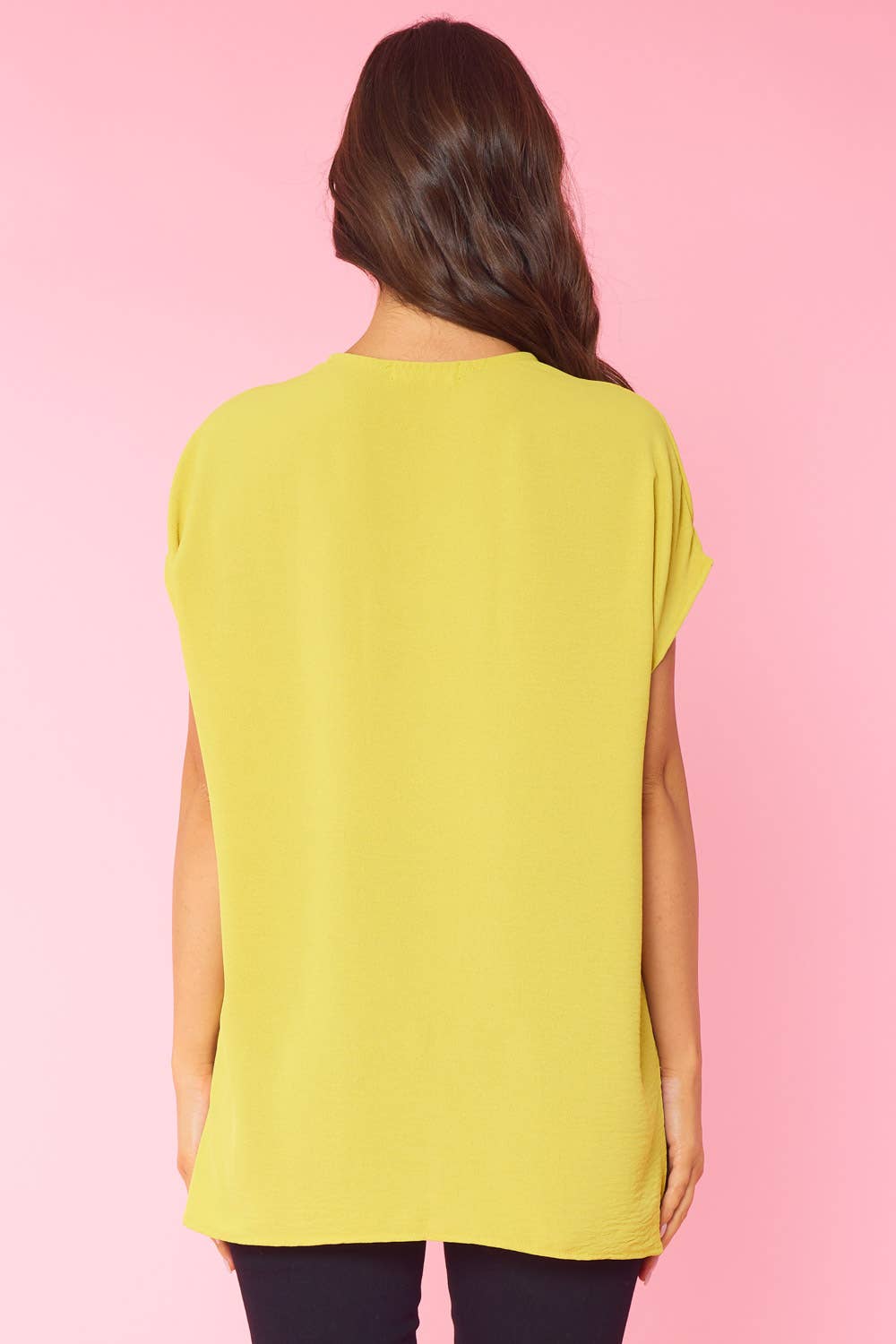 ST3611-PLUS - SOLID V NECK RELAXED FIT SHORT SLEEVE TOP