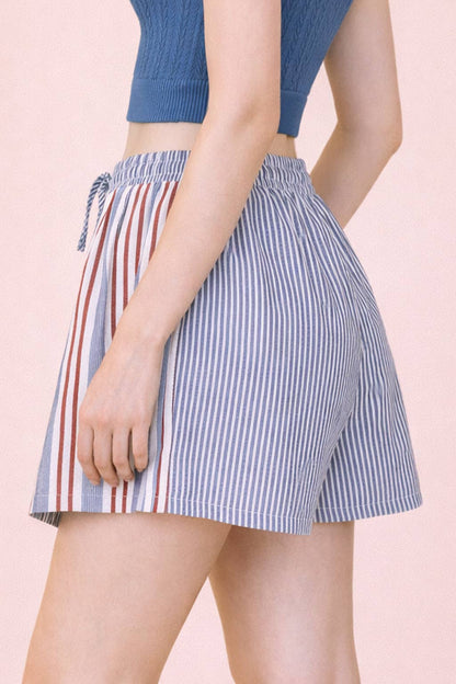 Stripe Woven Shirt Top & Shorts Set
