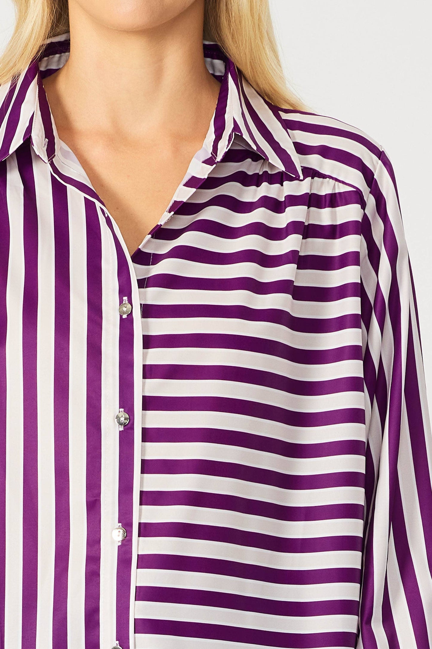 IT3857 - STRIPED BUTTON DOWN BLOUSE