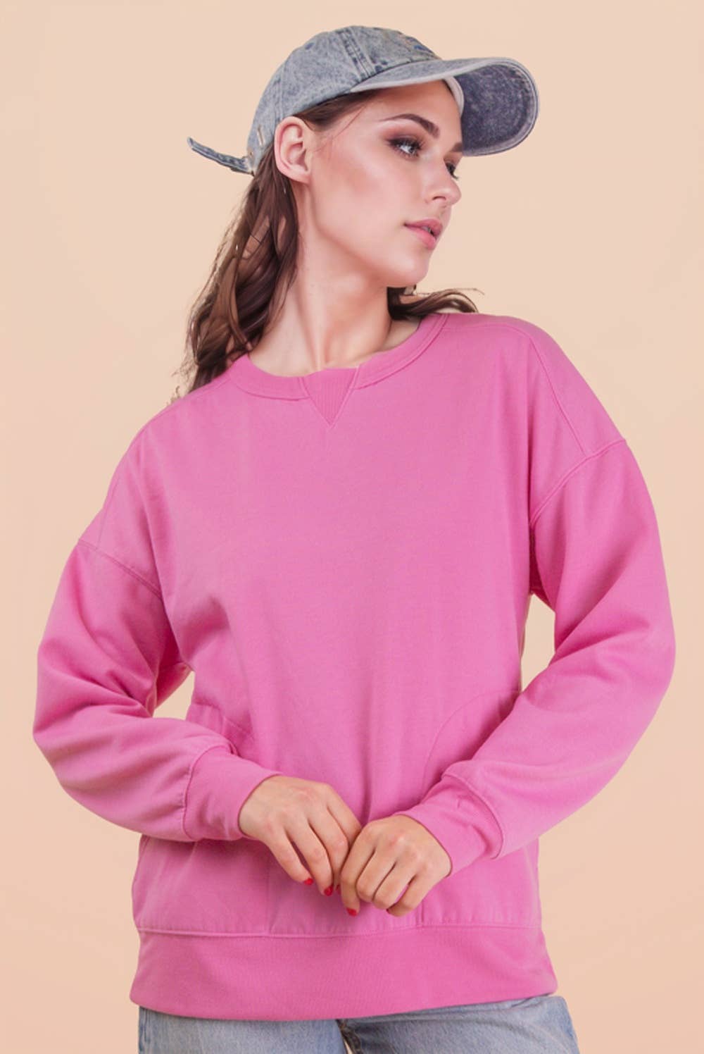 NT12385-Oversized Casual Comfy Solid Knit Top