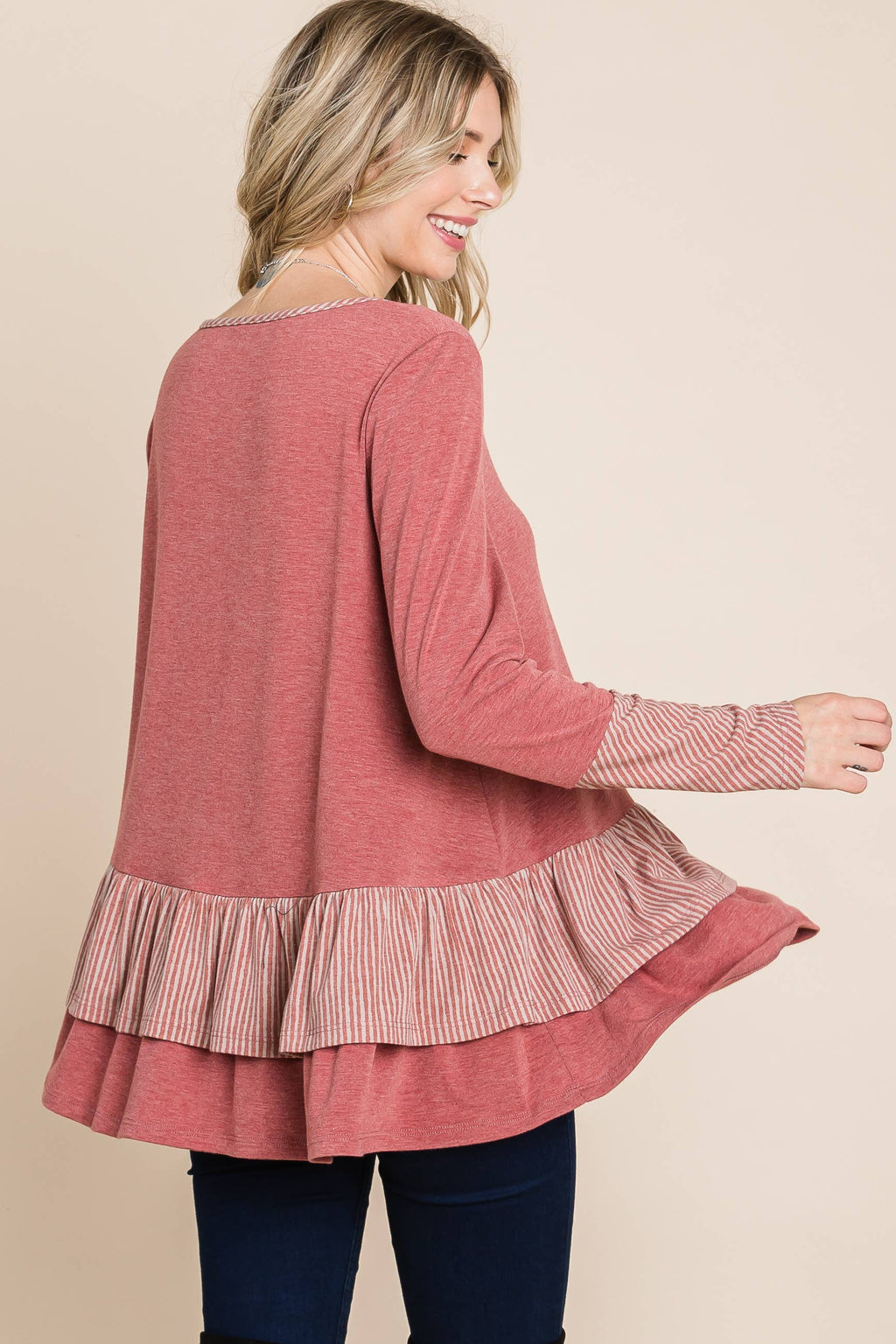 ETK-8635-PL Plus Size Tiered Babydoll Top
