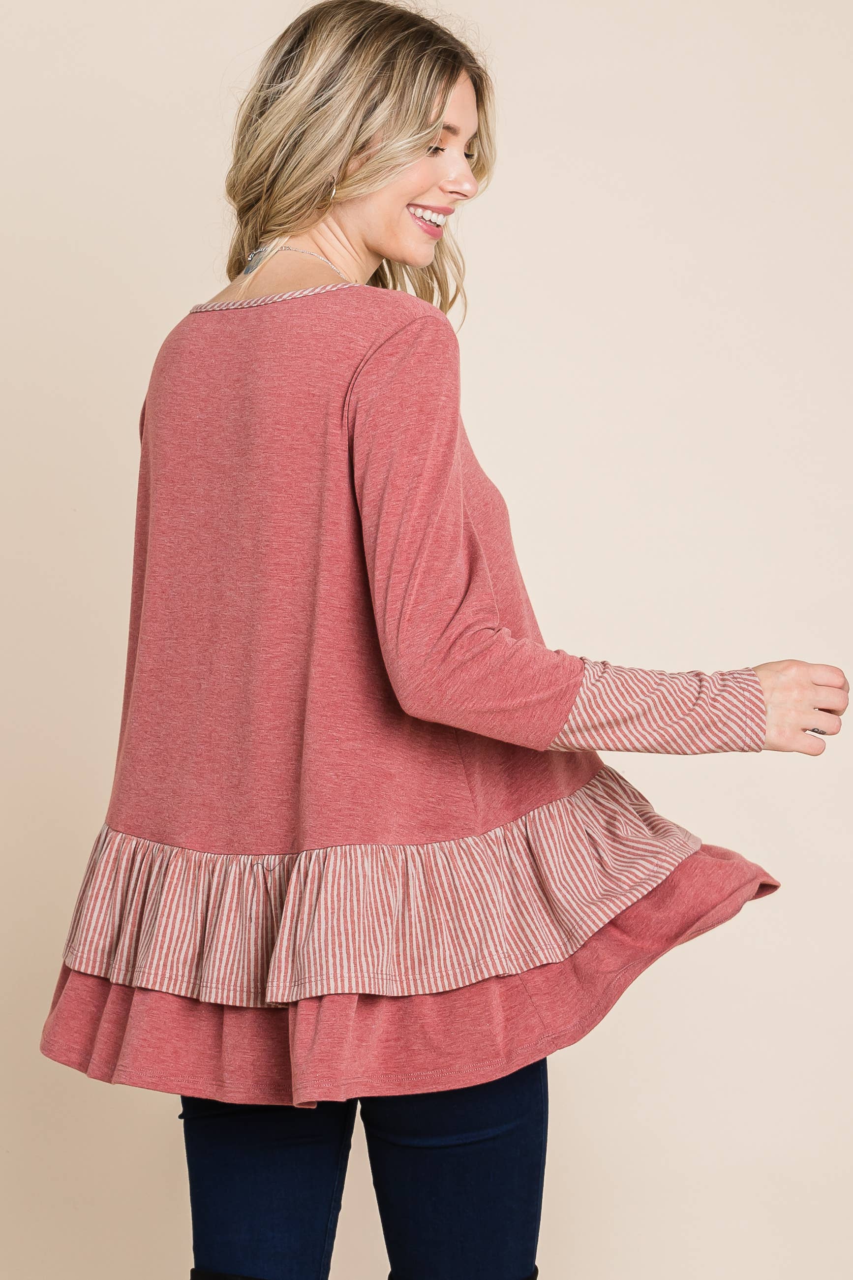 ETK-8635-PL Plus Size Tiered Babydoll Top