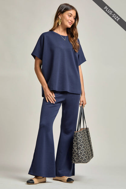 PLUS SIZE Poncho Top + Bell Bottom Modal Set