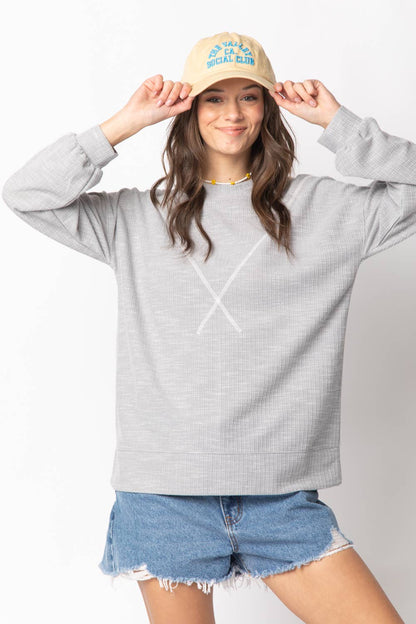 NT10897-Ribbed Knit V Stitch Top