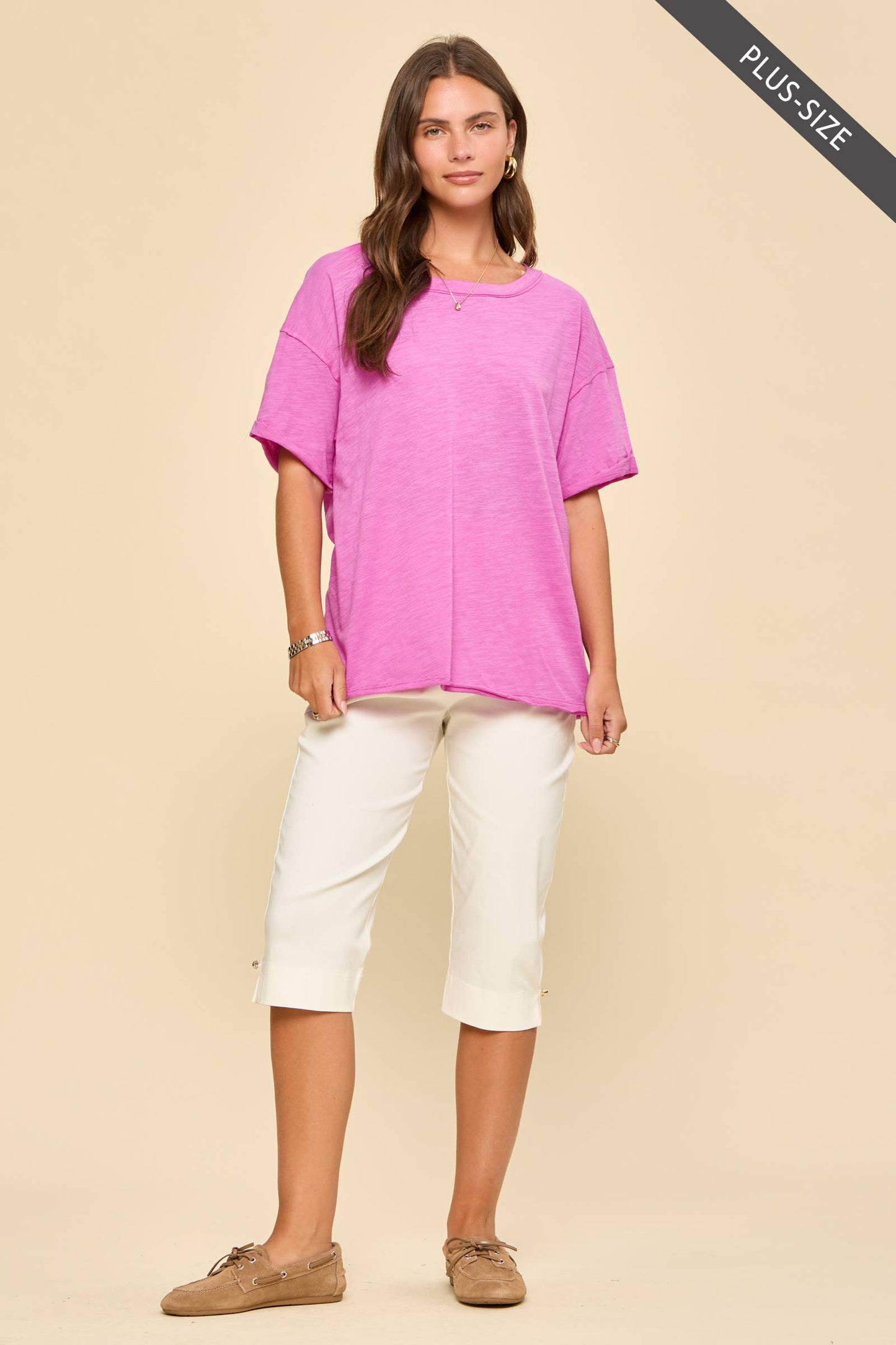 PLUS SIZE Short Sleeve Cotton Top