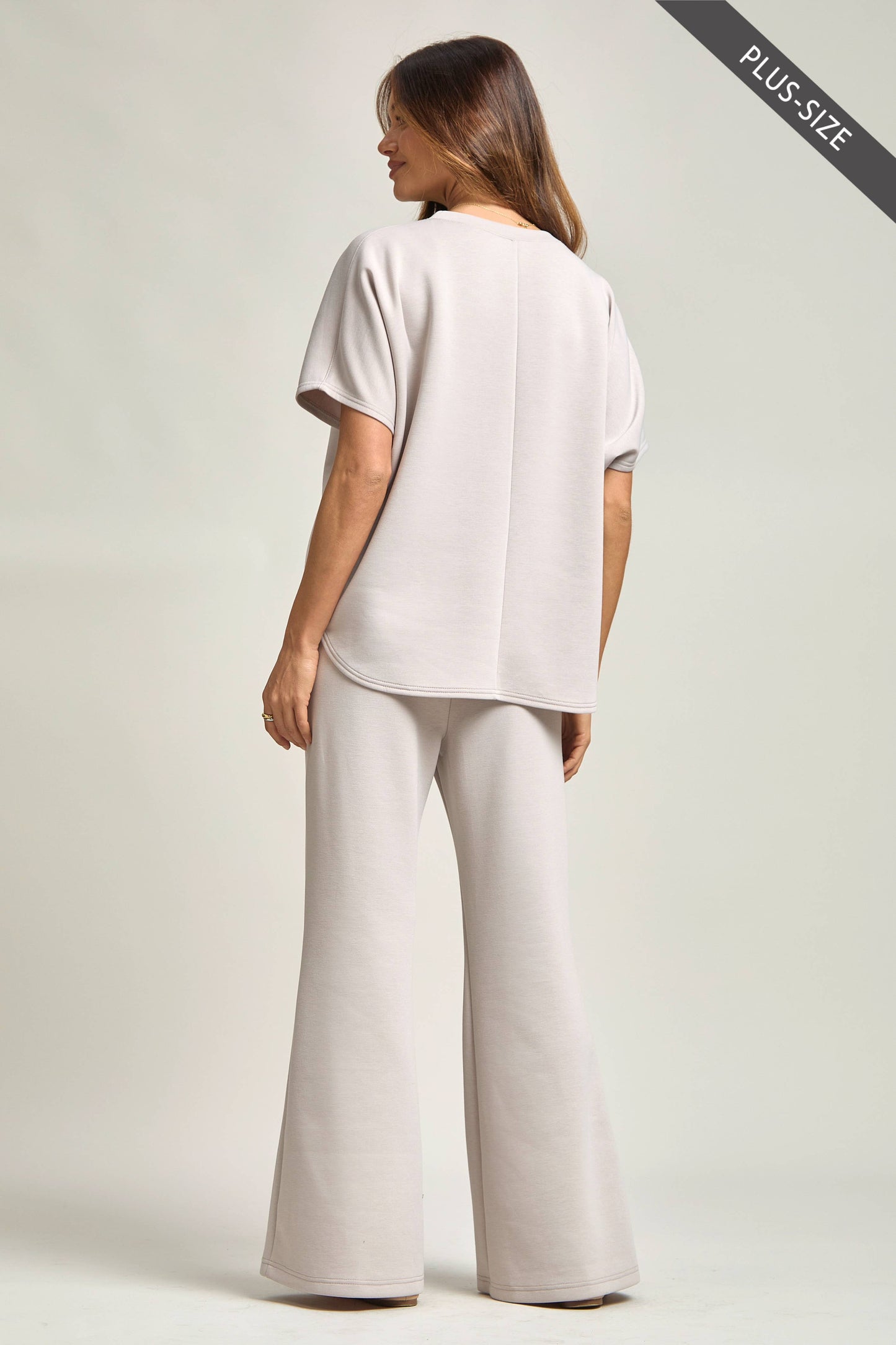 PLUS SIZE Poncho Top + Bell Bottom Modal Set