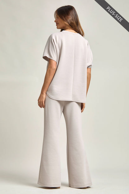 PLUS SIZE Poncho Top + Bell Bottom Modal Set