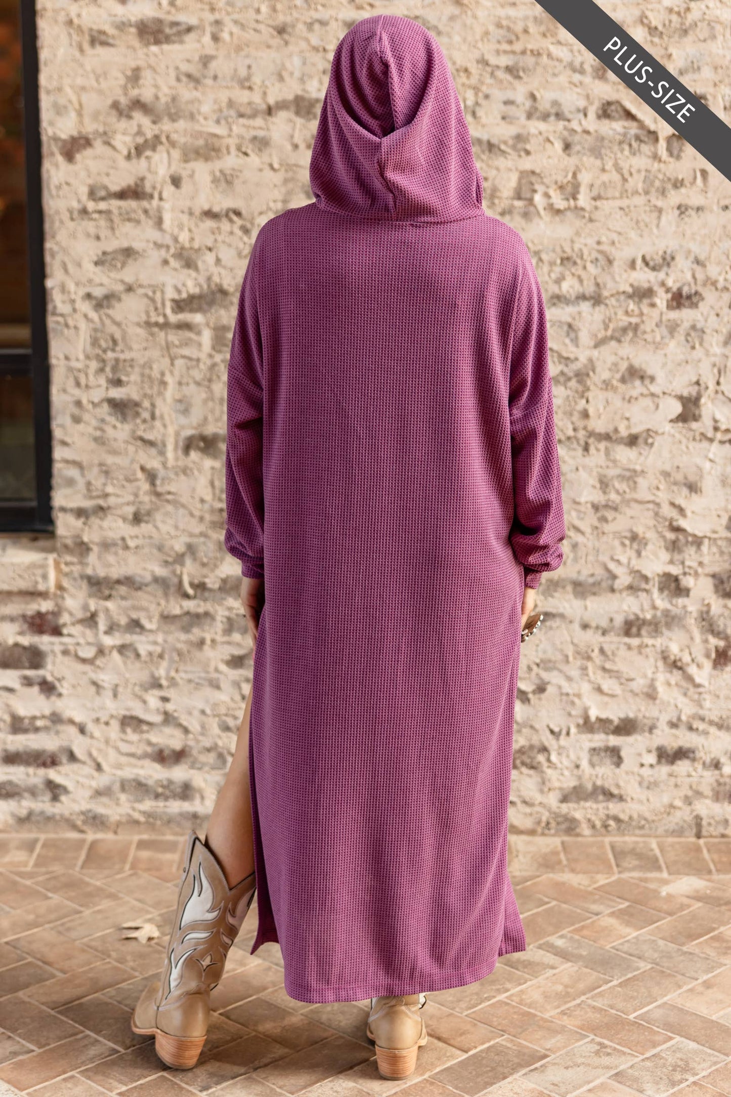 PLUS SIZE Waffle Knit Thermal Duster