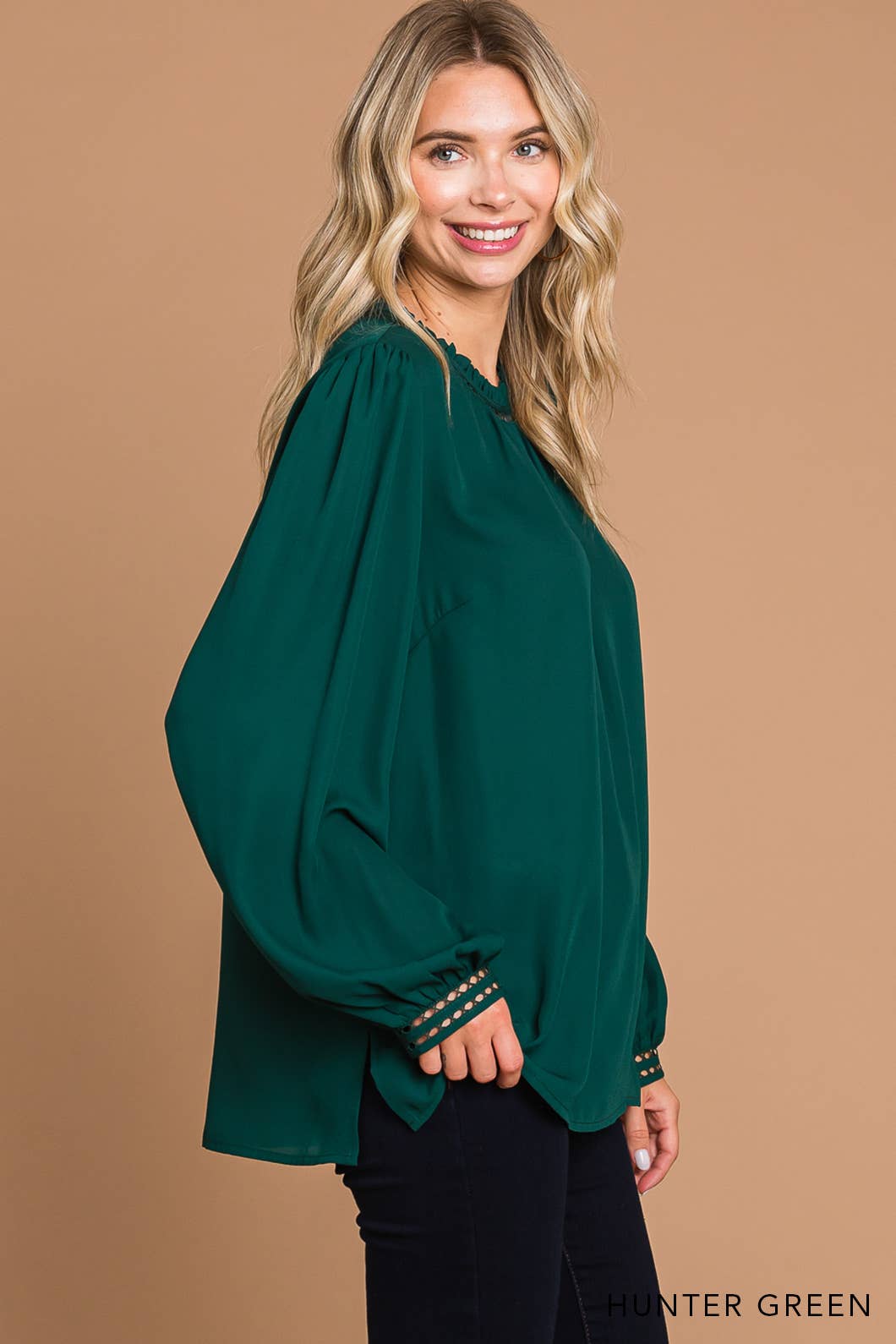 64556W-Women's Soft Ladder Trim Detailed Top
