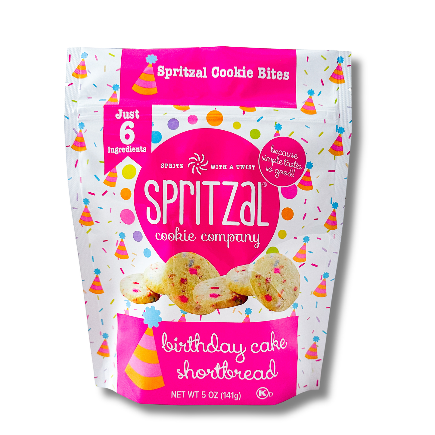 Birthday Cake Shortbread Cookie Bites 5oz- Case of 8