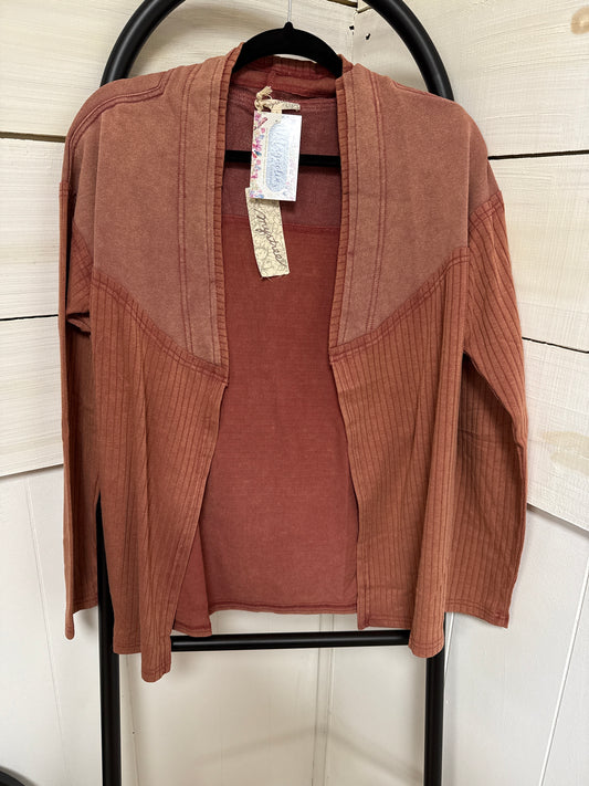 WASHED MIX MEDIA CARDIGAN