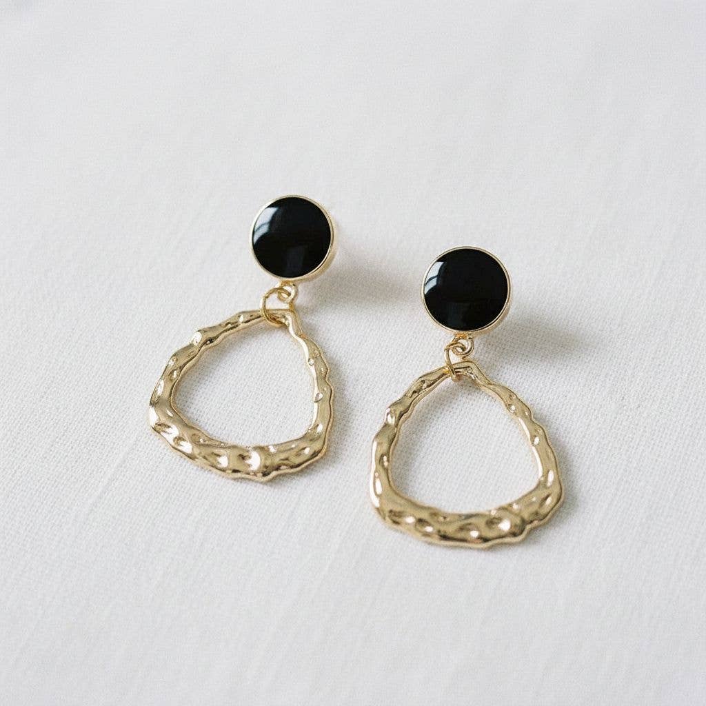 Geometric Textured Metal Drop Earrings