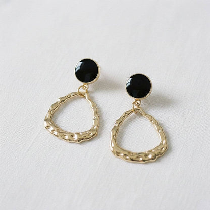 Geometric Textured Metal Drop Earrings