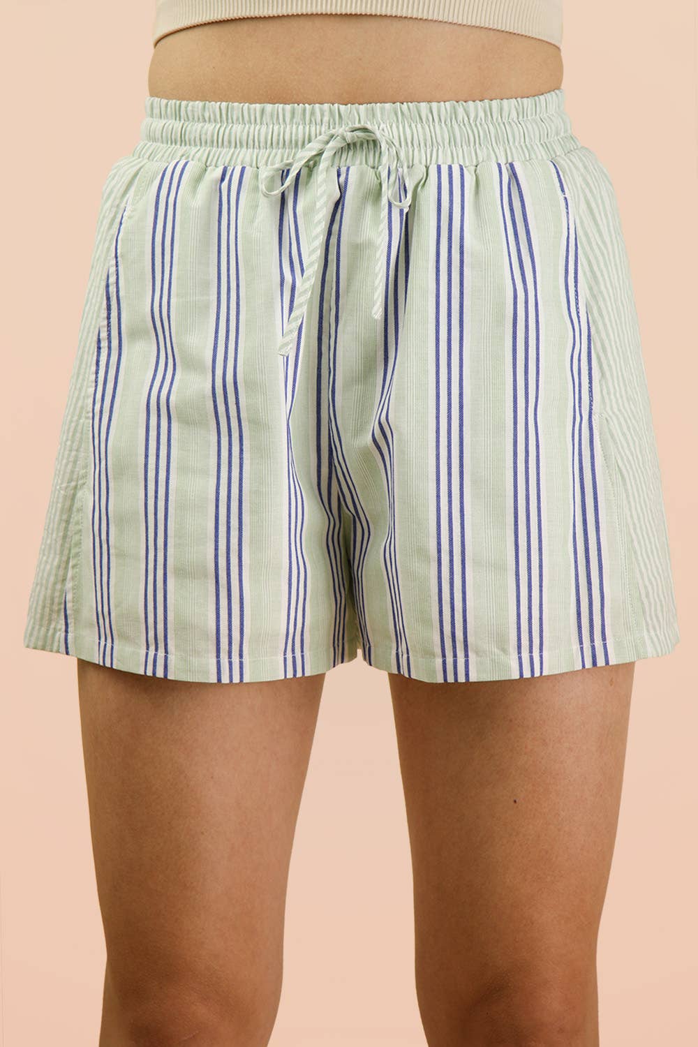 Stripe Woven Shirt Top & Shorts Set