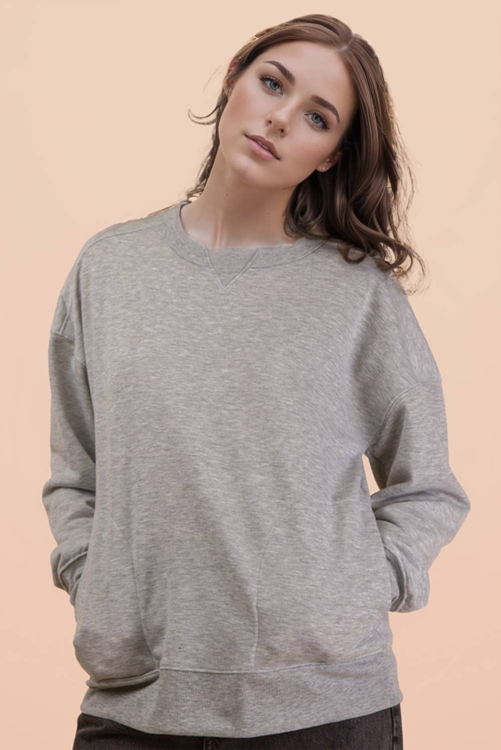 NT12385-Oversized Casual Comfy Solid Knit Top