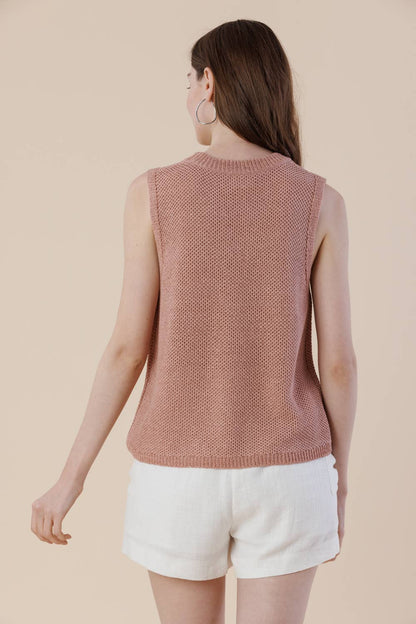 Embroidery Ribbon Knit Sweater Tank – Sleeveless Bow Vest
