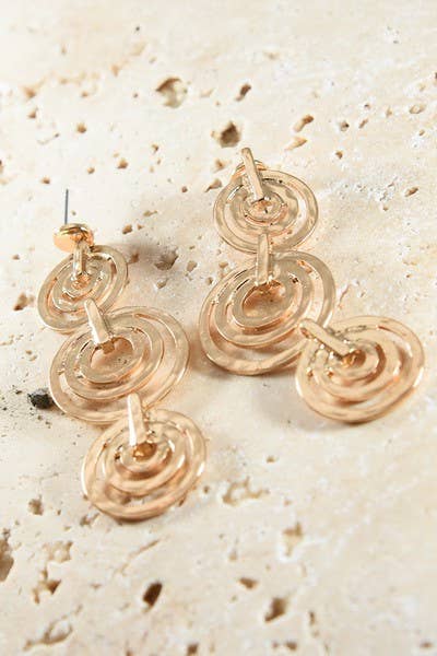 3 ROW GOLD CIRCLE DROP EARRINGS | 52E2090556