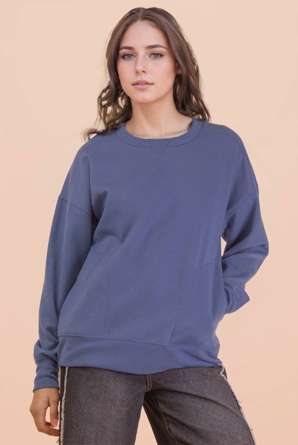NT12385-Oversized Casual Comfy Solid Knit Top