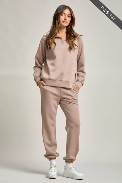 PLUS SIZE Quarter Zip Pullover + Jogger Modal Travel Set
