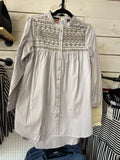 PINSTRIPE EMBROIDERY TOP