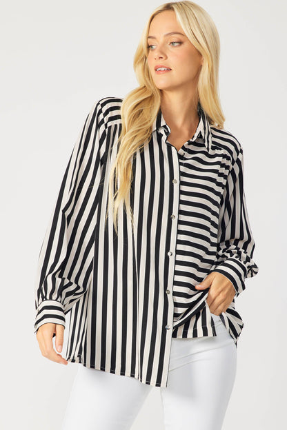IT3857 - STRIPED BUTTON DOWN BLOUSE