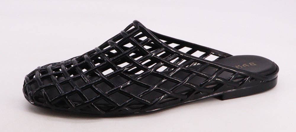 Bamboo MISHA-01 Women's Jelly Woven Mule Flats – Breathable Slip-On Closed Toe Slides