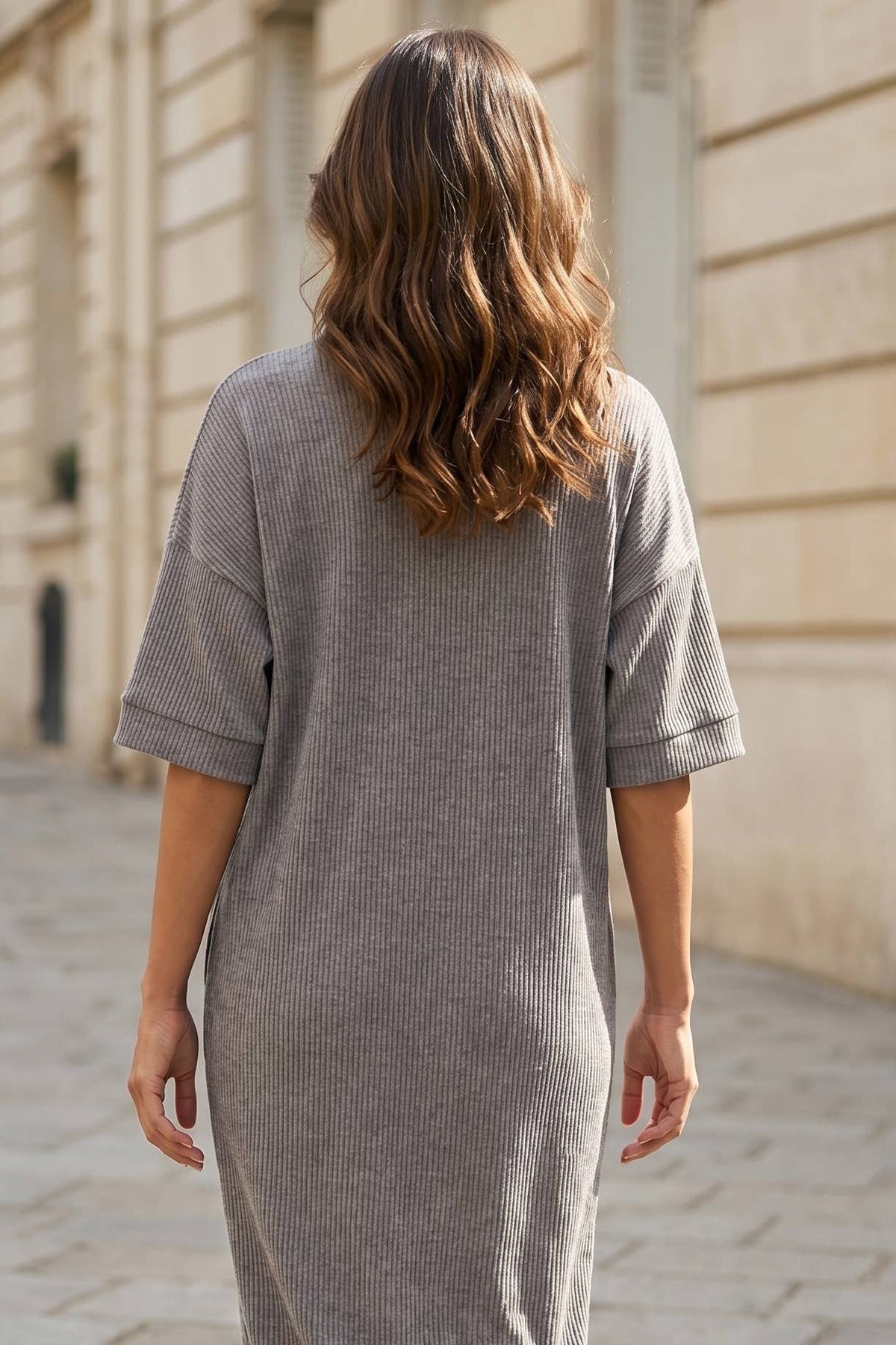 Relaxed Fit Ribbed Maxi Dress