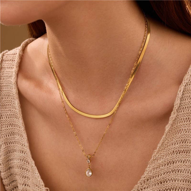 18K STAINLESS STEEL TARNISH FREE LAYERED NECKLACE | 40NK9691