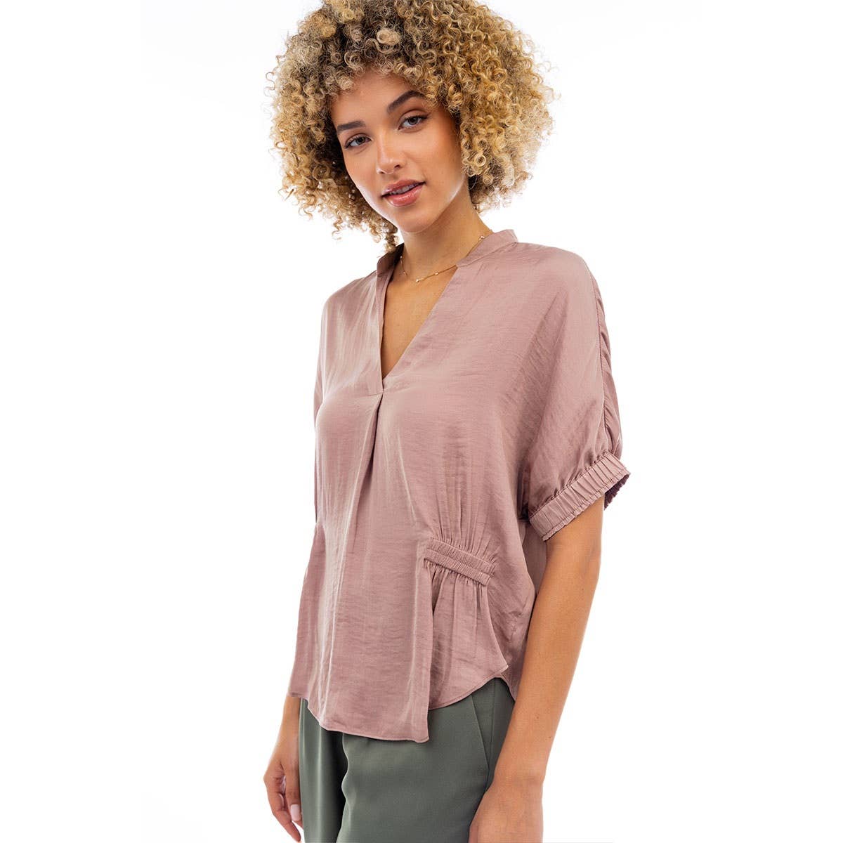 Oversized Boxy Blouse With Elastic Detail