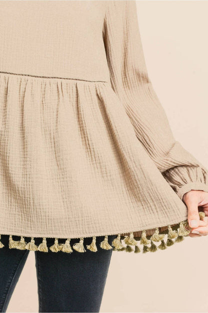 COTTON GUAZE BABYDOLL TOP