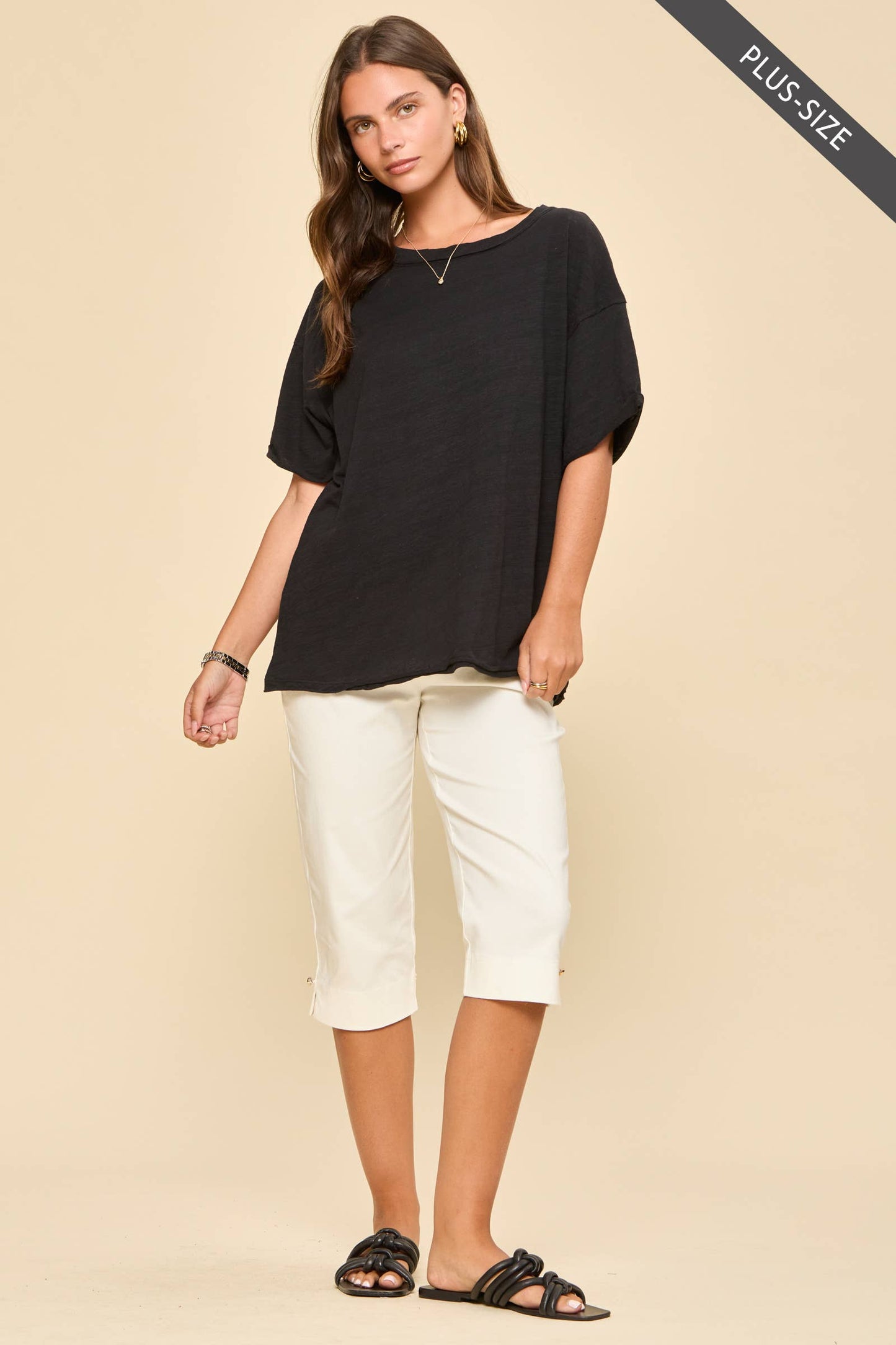 PLUS SIZE Short Sleeve Cotton Top