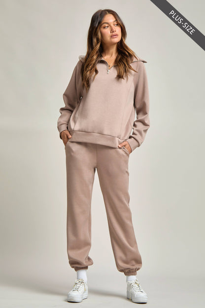 PLUS SIZE Quarter Zip Pullover + Jogger Modal Travel Set
