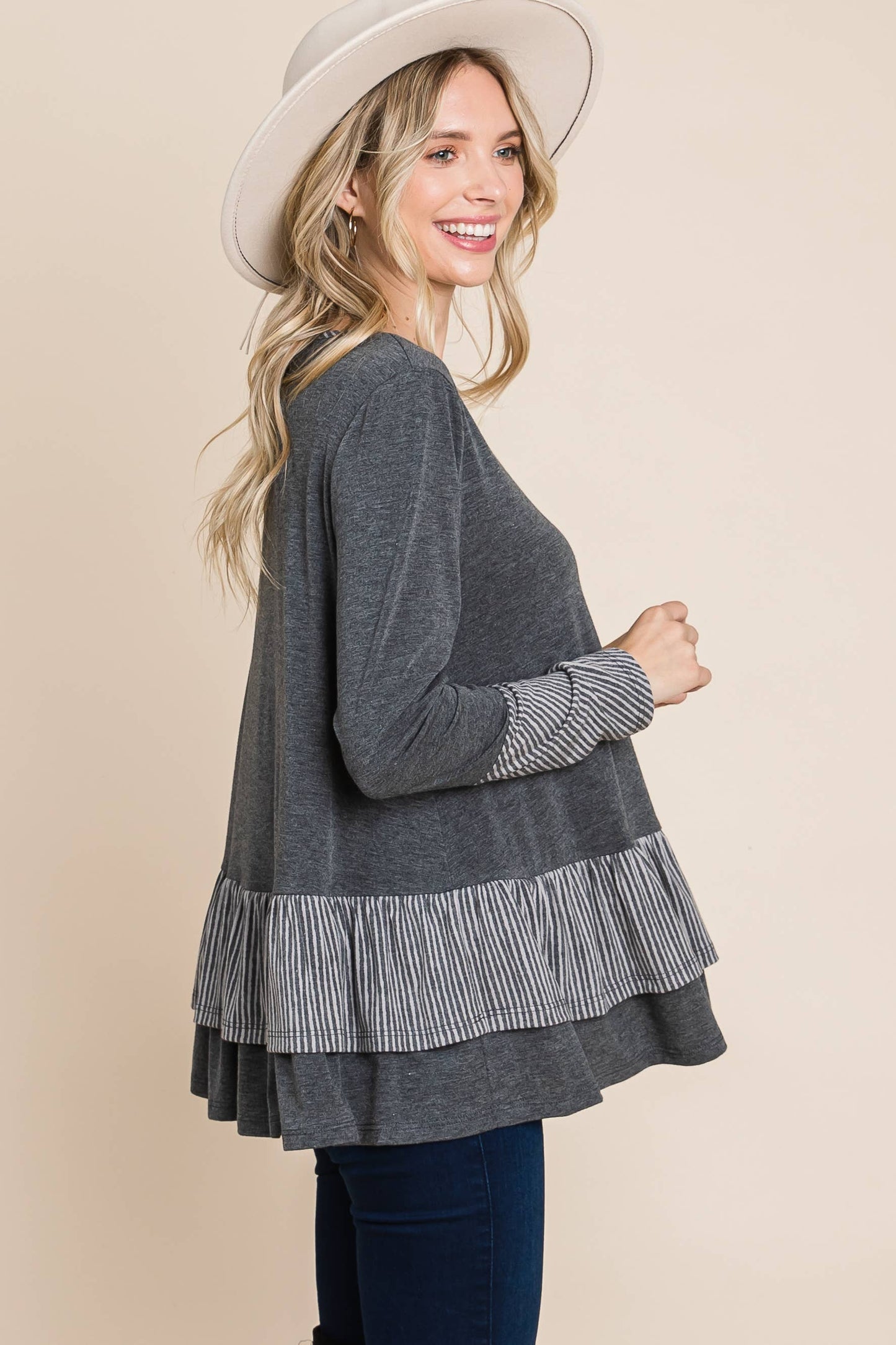 ETK-8635 Tiered Babydoll Top