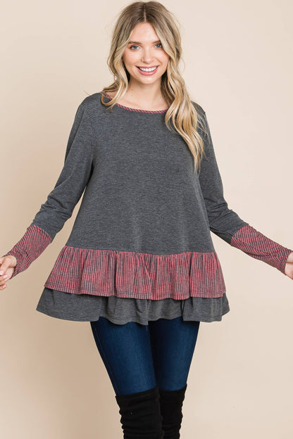 ETK-8635-PL Plus Size Tiered Babydoll Top